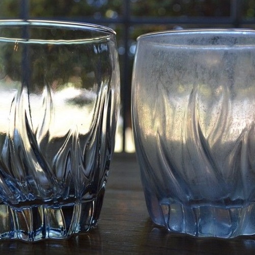 water stains on cups and glasses